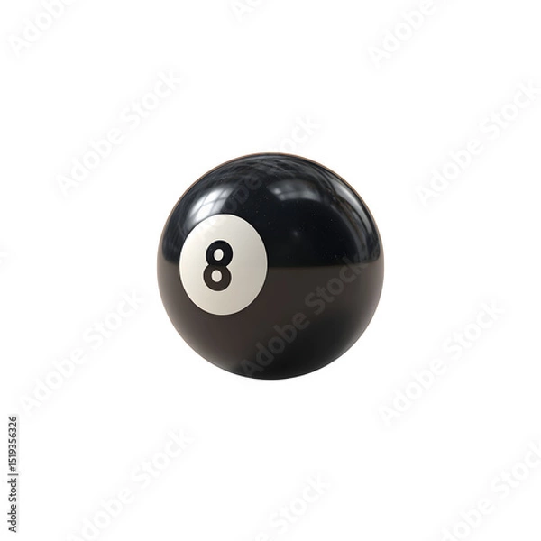 Fototapeta Black eight ball, 3d rendered Isolated on transparent background