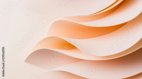 Fototapeta Elegant abstract waves with soft pastel hues, creating a harmonious blend of shapes and colors.