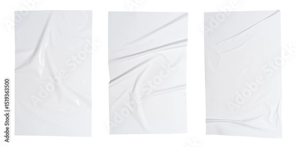 Obraz Set of white stickers sticky notes, Copy space for text preview sign tags labels elements design, isolated on white background, png