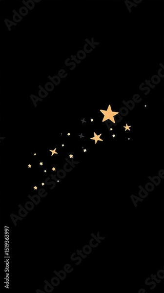 Fototapeta A beautiful display of golden stars shining against a black background, evoking a sense of wonder and magic.