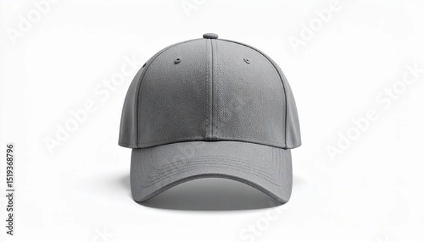 Obraz Gray Baseball Cap Mockup Isolated on White Background Perfect for Branding and Design