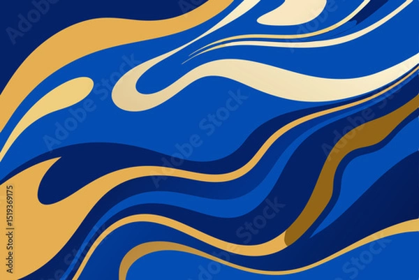 Obraz  blue and gold luxury fluid marble abstract 