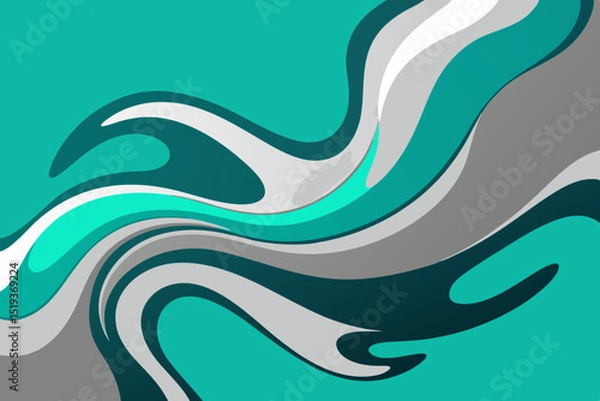 Obraz  teal and silver liquid marble design 