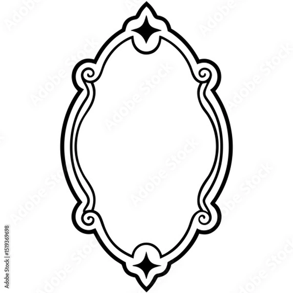 Fototapeta Enchanted mirror frame line art vector illustration 