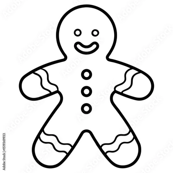 Obraz Gingerbread cookie line art vector illustration 