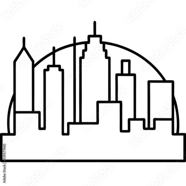 Obraz  Urban skyline line art vector illustration