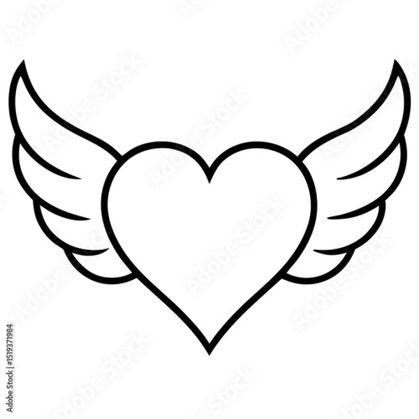 Obraz  Valentine-heart with wing line art vector illustration