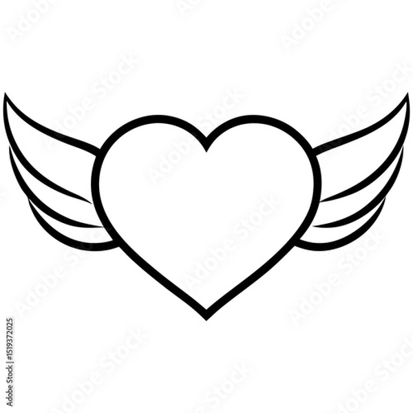 Obraz  Valentine-heart with wing line art vector illustration