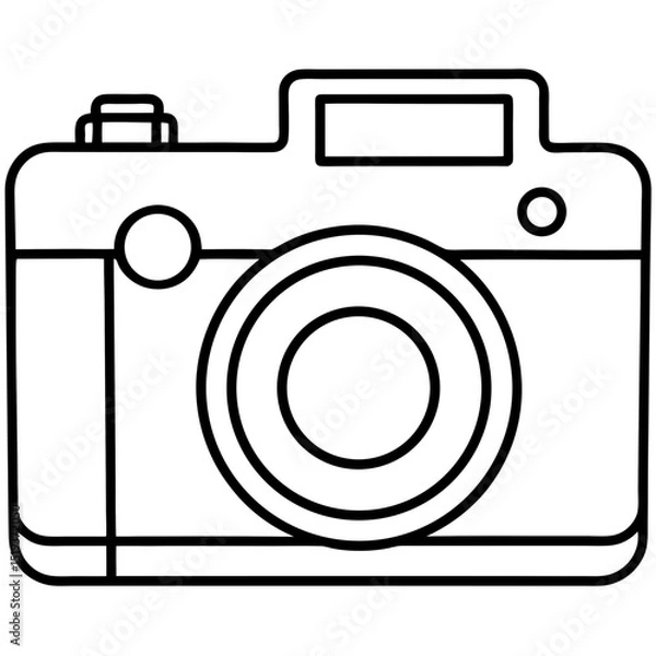 Obraz Vintage camera sketch line art vector illustration
