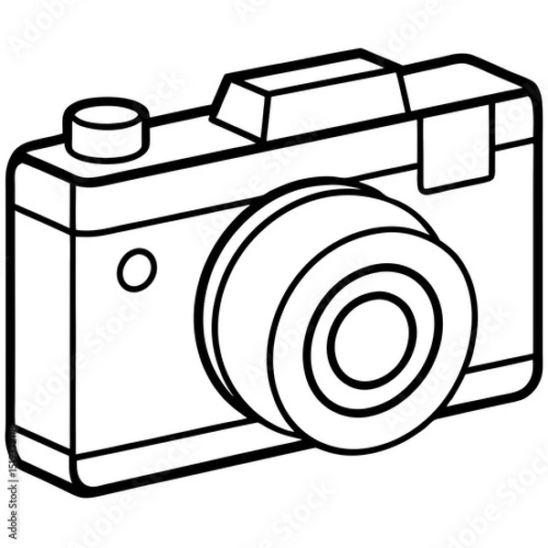 Obraz Vintage camera sketch line art vector illustration