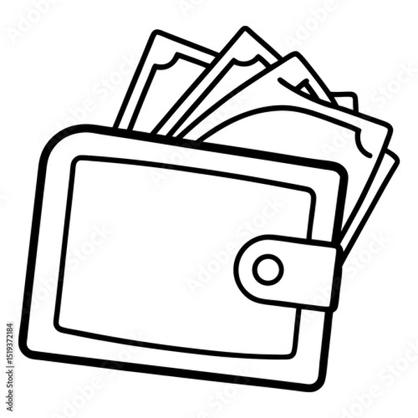 Obraz Wallet with money  line art vector illustration