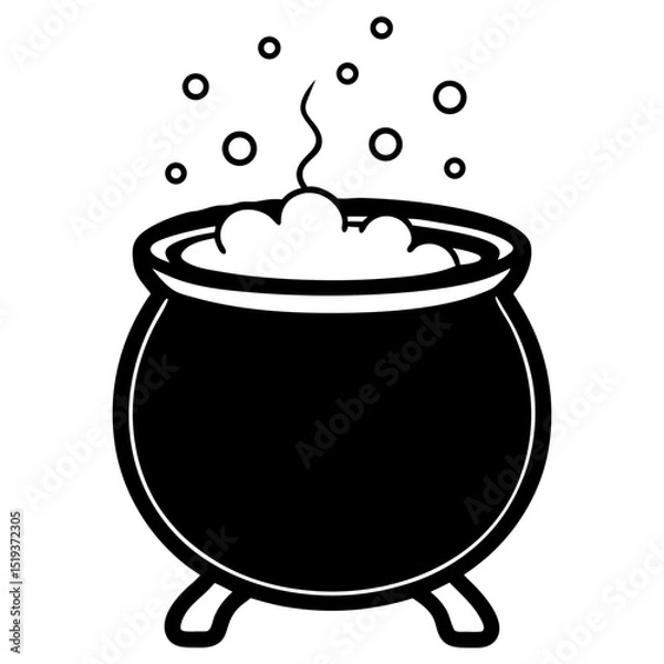 Obraz Witch cauldron bubbling line art vector illustration
