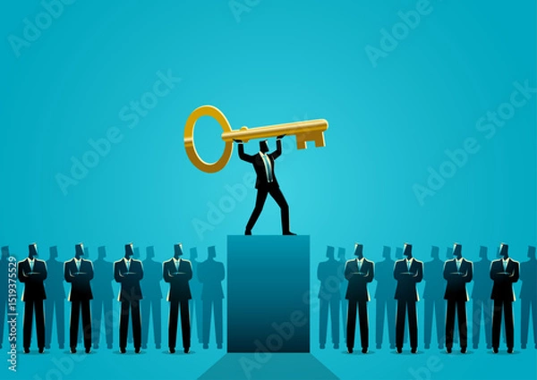 Obraz Leader holding key, key person, business leadership and success concept