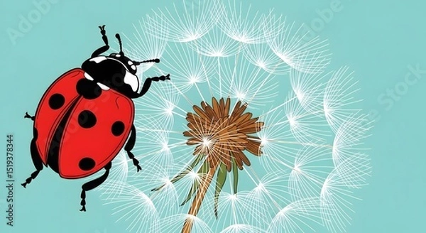 Fototapeta Ladybug on Dandelion