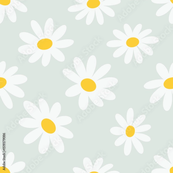Obraz Seamless daisy flower pattern ditsy design featuring white flowers on a light green backdrop