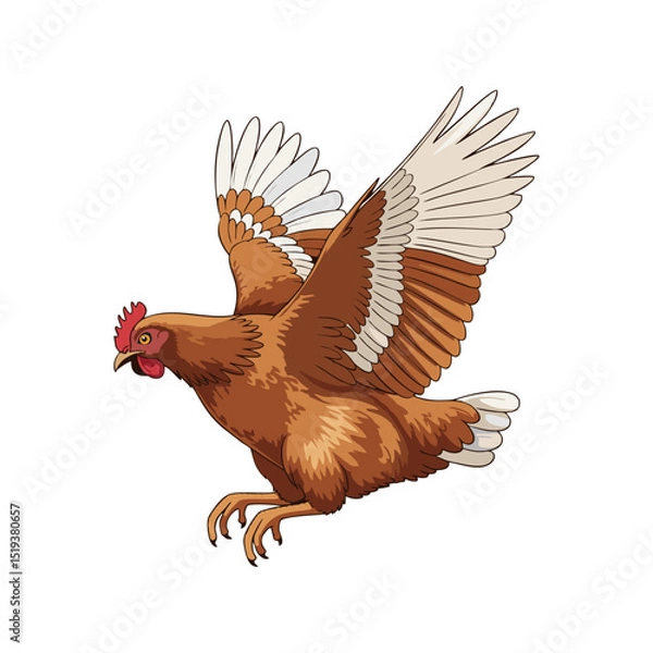 Obraz vector illustration of a hen in flight