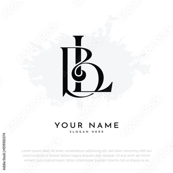 Obraz LB BL initial letter handwriting and luxury monogram logo