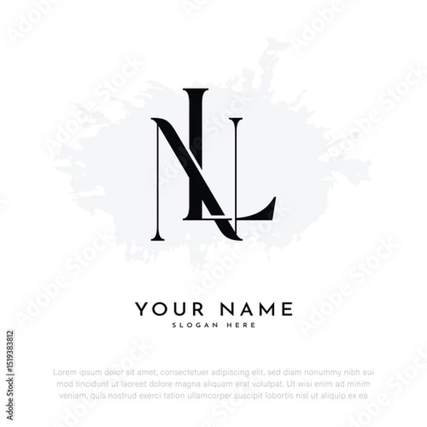 Obraz LN NL initial letter handwriting and luxury monogram logo