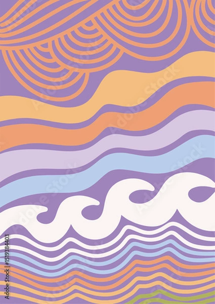 Fototapeta illustration, abstract, texture, nature, art, graphic, vector, design, modern, summer, pattern, color, background, card, wallpaper, decoration, decor, print, flower, retro, wave, wavy, geometric, vint