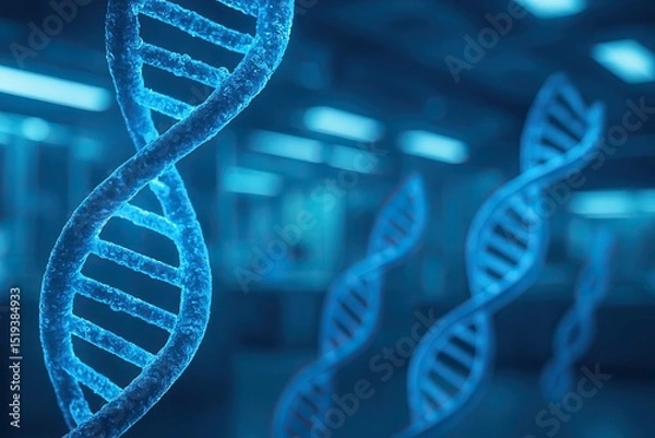 Fototapeta Forensic science links crime scenes to evidence in the forensic lab. DNA structure, genetic research, laboratory environment, scientific study, biotechnology, molecular biology