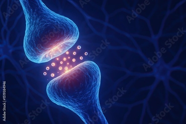 Fototapeta Neuroanatomy explores synapse structure and brain function. Neurons communicate through synapses, showcasing intricate function of synaptic transmission and neuroanatomy