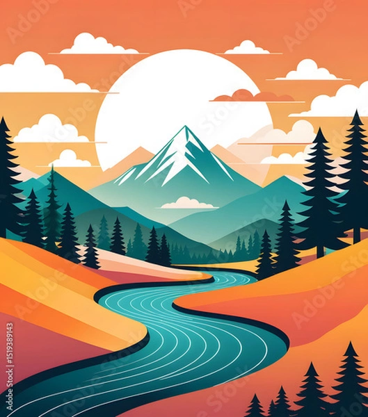 Obraz Mountain vector illustration