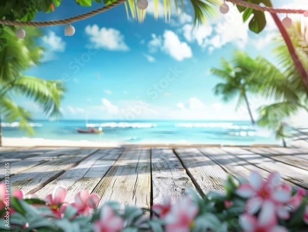 Obraz Sale banner with summer beach view , useful for retail stores and online campaigns