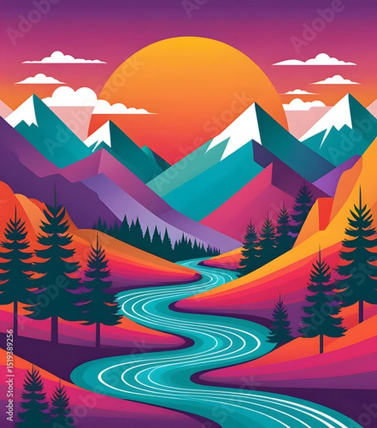 Obraz Mountain vector illustration