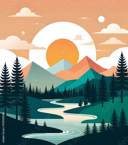 Obraz Mountain vector illustration