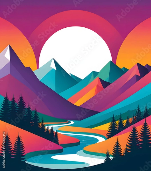 Obraz Mountain vector illustration