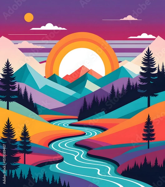 Obraz Mountain vector illustration