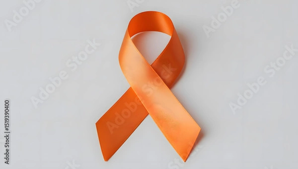 Obraz Orange ribbon isolated on white, orange ribbon symbolizes awareness of kidney cancer, leukemia, malnutrition, Attention Deficit Hyperactivity Disorder (ADHD) and multiple sclerosis
