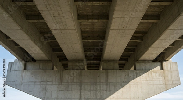 Obraz Underside View of a Concrete Bridge Structure Architecture and Engineering Marvel