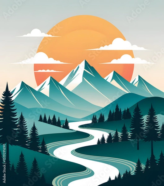 Obraz Mountain vector illustration