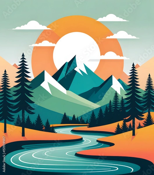 Obraz Mountain vector illustration