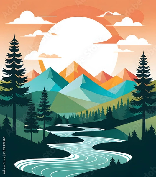 Obraz Mountain vector illustration
