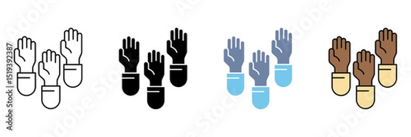 Fototapeta RAISE HANDS concept line icon. Simple element illustration.