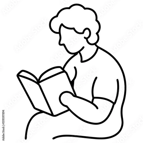 Obraz Minimalist Person Reading a Book Line Art