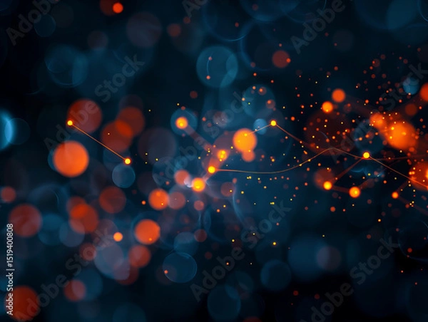 Fototapeta Vibrant abstract background featuring glowing orbs shades of blue and orange, creating dynamic visual effect. interplay of light and color evokes