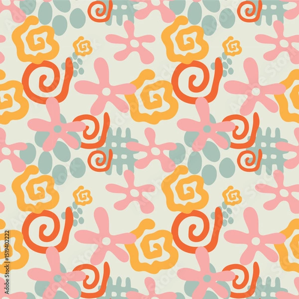 Fototapeta Vector illustration. Seamless pattern. Floral plot.