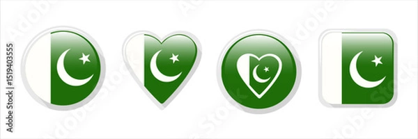 Fototapeta Pakistan flag vector icons for design.