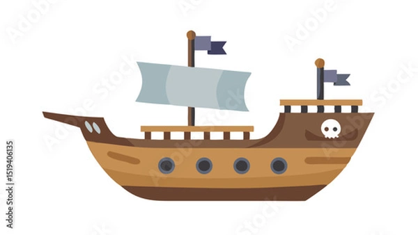 Obraz Colorful pirate ship illustration with flags showcasing a fun design for children's projects or nautical themes