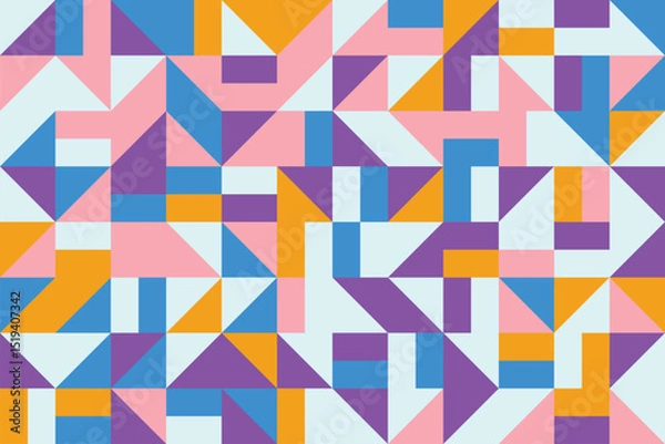 Fototapeta Colorful abstract art made of flat seamless geometric mosaic elements