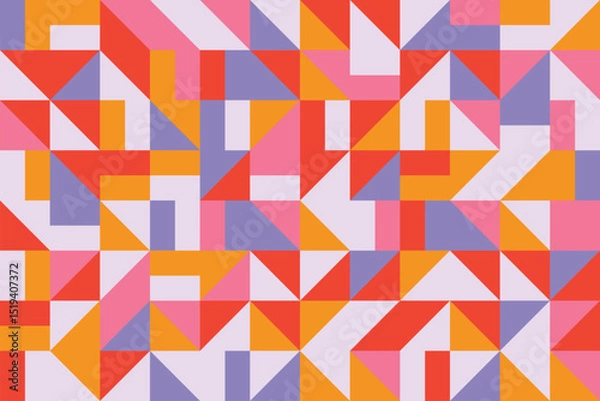 Fototapeta Flat seamless pattern featuring vibrant abstract geometric mosaic shapes