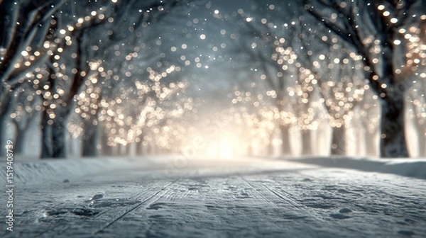 Obraz Snow-covered branches in a quiet winter forest, a serene moment of nature's tranquility.