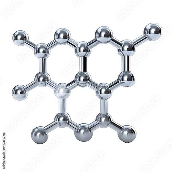 Obraz Molecular structure illustration, intricate chemical bonds in a network formation, ideal for scientific discussions or education. Isolated on white background or PNG