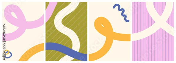 Fototapeta Colorful creative templates for brochure, flyer, celebration event, branding, ads, cover, poster. Trendy abstract art design set. Vector illustration.