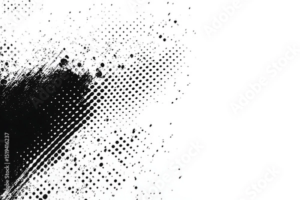 Obraz Black and white halftone texture background vector illustration. Abstract half-tone diagonal pattern, dots, and grunge. Simple minimalist vector illustration on a white background.
