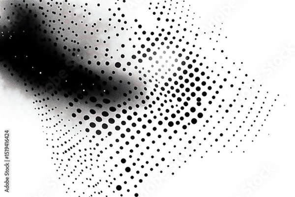 Obraz Black and white halftone texture background vector illustration. Abstract comic book, halftone low-contrast dots, retro pop art design with a grunge, rough noise effect. 