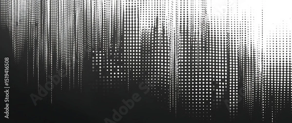 Obraz Black and white halftone pattern on a plain background, with a vertical gradient from light to dark gray.